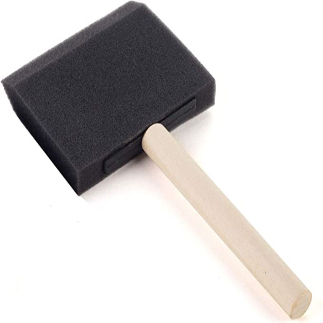 A foam applicator with a black head and a beige handle.